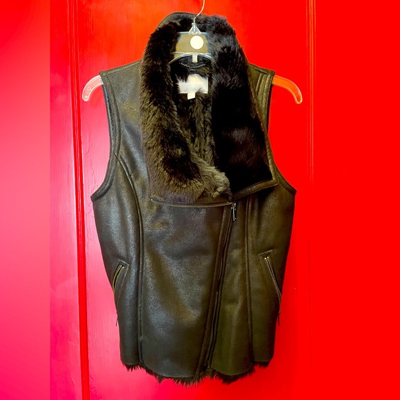 Banana Republic faux suede/fur moto vest - Picture 1 of 6